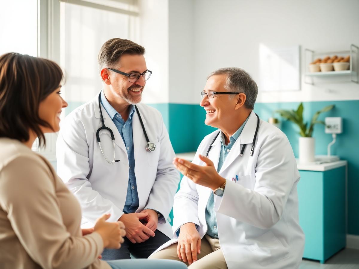 Physicians consulting with a patient